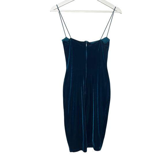 Nookie Voodoo Velour Velvet Bodycon Midi Dress Teal Green Women's Size Small - Picture 8 of 10